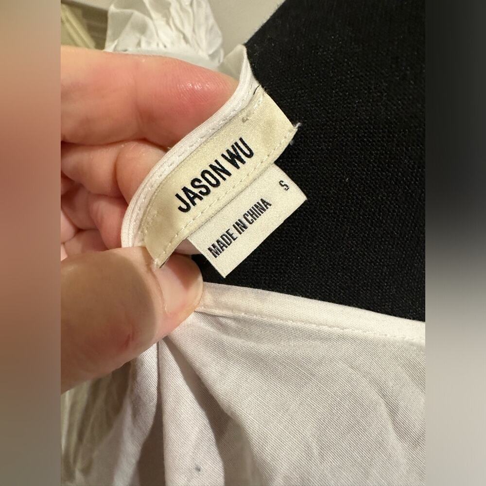 Jason Wu Cotton Blouse Long Puff Sleeve Wrap Top - Picture 9 of 12